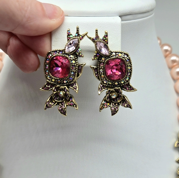 Heidi Daus Gracious Garden Swarovski Crystal Pink Glass Pearl Bridal Jewelry Set - Picture 10 of 15